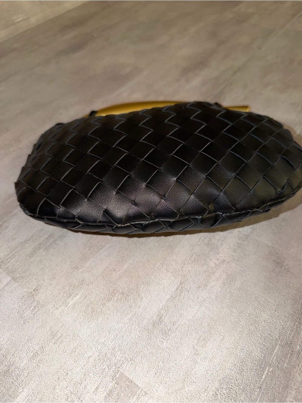 Black Woven Faux Leather with Top Gold Handle - Picture 4 of 9